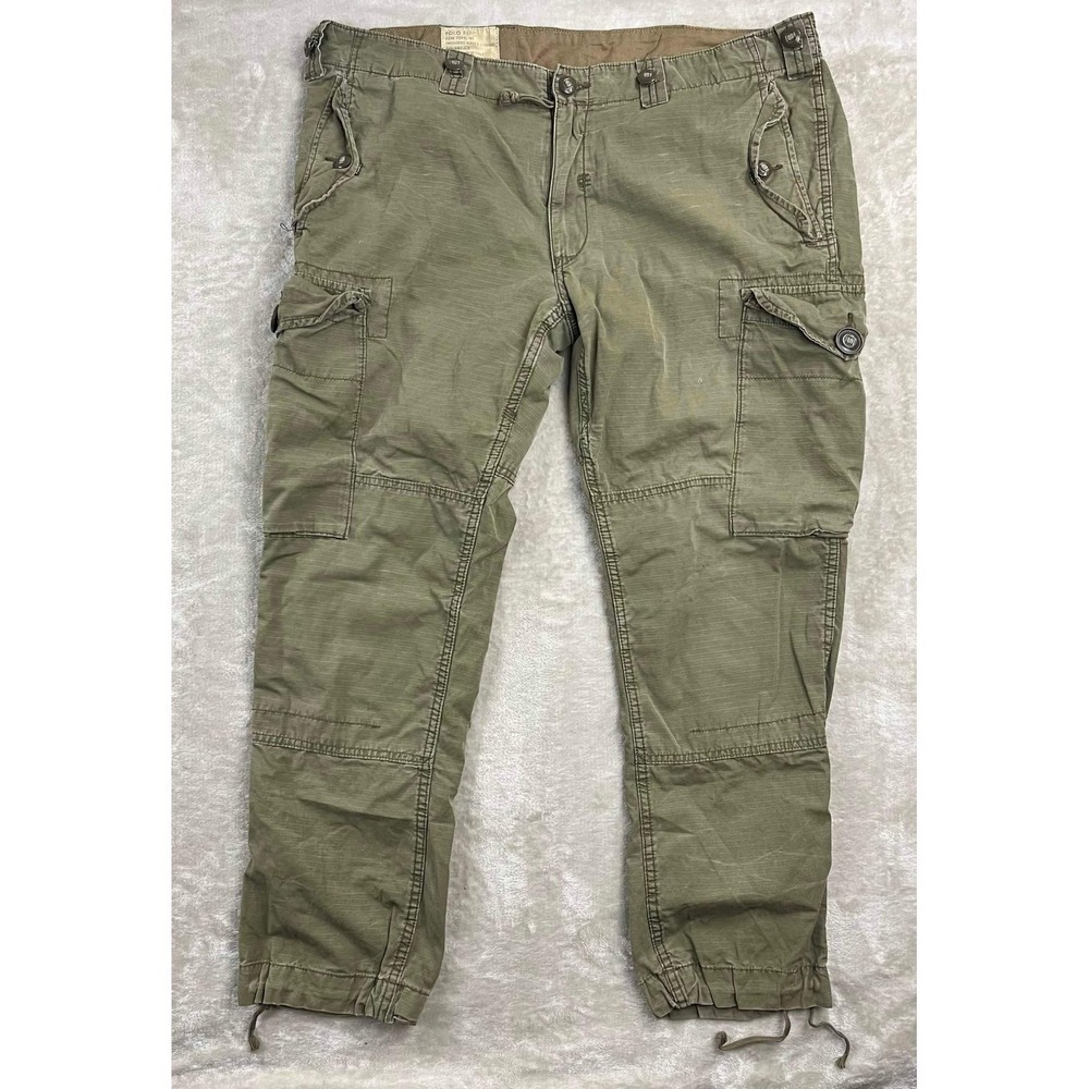 Polo Ralph Lauren Mens Green Ripstop Cargo Combat Trousers Pants 40/30 (Fits 42)